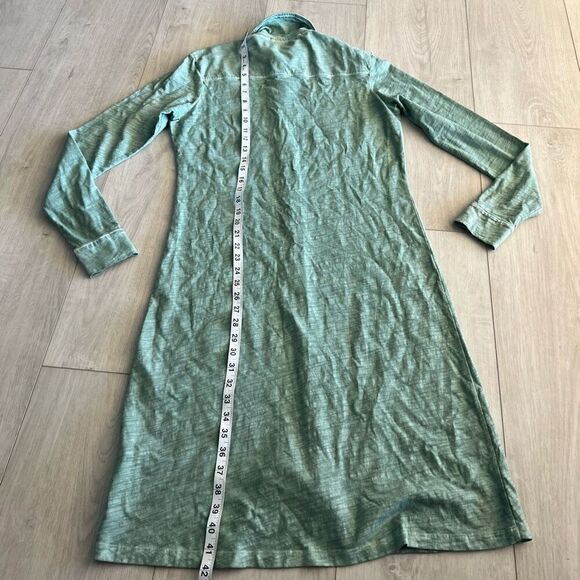 Peruvian Connection Dress small Green Lagos Button Front Long Sleeve Shirtdress - Picture 3 of 8